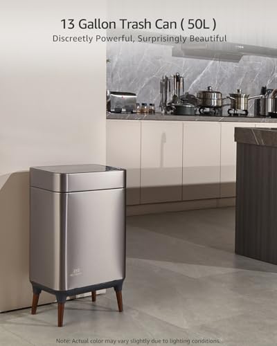 Kitchen Trash Can with Lid 13 Gallon, Automatic Touchless Sensor with Legs | Smart Butterfly Soft-close Lid, 2400mAh Rechargeable Battery, with 20 Trash Bags for Office Bedroom - color: 20 Count Trash Bags