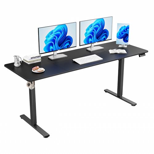 67"x24" Standing Desk, Height Adjustable Sit-Stand Home Office, Black | Electric Adjustable Standing Desk, Sit to Stand Computer Office Desk with Splice Board, Memory Preset, Lifts 28''-46.5" - color: Black Frame-black, size: 67-inch
