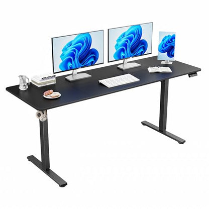 67"x24" Standing Desk, Height Adjustable Sit-Stand Home Office, Black | Electric Adjustable Standing Desk, Sit to Stand Computer Office Desk with Splice Board, Memory Preset, Lifts 28''-46.5" - color: Black Frame-black, size: 67-inch