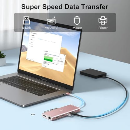 USB C Laptop Docking Station Dual Monitor 14 in 1 USB C Hub Multi Adapter - size: 4.5 inches
