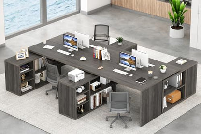 HSH L Shaped Computer Desk, Rustic Wood Corner Desk, Dark Gray Oak, 55 inch - color: Dark Gray Oak