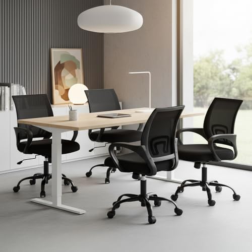 OLIXIS Office Desk Chair, Ergonomic Computer Chair, Lumbar Support | Height Adjustable, Fixed Armrest, Rocking Mode, 360 Swivel, 2 Pack Home, Black - color: Black, size: 2 Pack