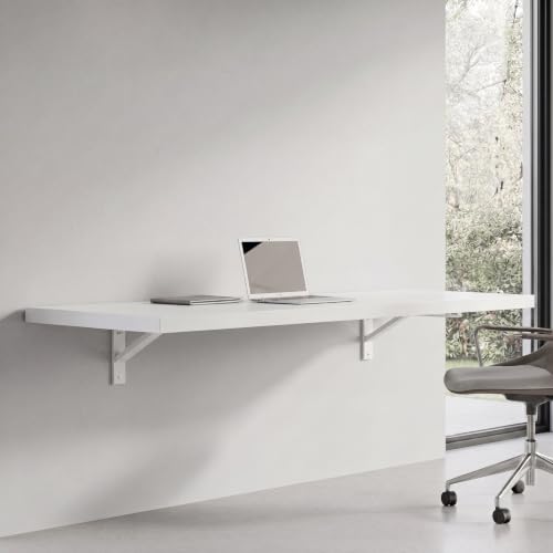 Wall Mounted Desk, Murphy Desk, Wall Mounted Folding Table, 48x16 White | Houseables Laundry Folding Table, Fold Down Work Bench, Foldable Station, Floating Bar, Hanging, Dining, Kitchen, Clothes - color: White
