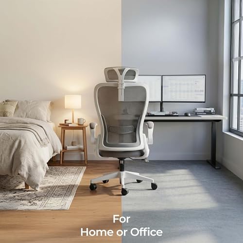 Tervo Model U - Folding Office Chair - Ergonomic Design for Small Spaces - color: H- White & Grey