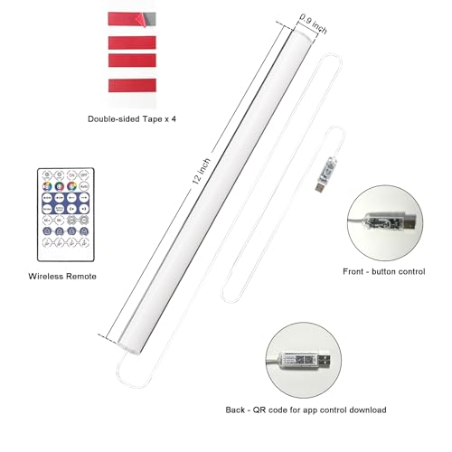 12" Under Monitor RGB Light Bar-Dense LEDs,16 Million Hues,USB-Powered, 3-Control (Button/Remote/App),LED Ambient Light for Gaming Room, Display Case & Desk Aesthetic Lighting（Silver）