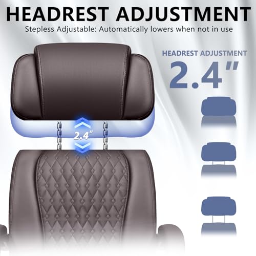 Office Desk Chair with Foot-Rest 400lbs, Heavy Duty Executive Office Chair, Comfy High Back Ergonomic PU Leather Reclining Desk Chair with Lumbar Support, Brown - color: Brown