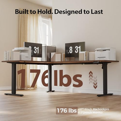 Agilestic L Shaped Standing Desk Adjustable Height, 75 Inch, Rustic Brown - color: Rustic Brown, size: 75 x 61 Inch