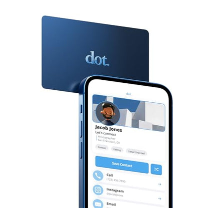 dot. Card - Digital Business Card - Tap Compatible with iPhone & Android (Blue) - color: Blue