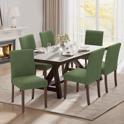 MALOL Upholstered Dining Chairs Set of 6, Modern Fabric Dining Room Chair, Wooden Dining Chair, Kitchen Side Chairs, Farmhouse Dinner Chair with High Back for Kitchen, Green - color: Green, size: Set of 6