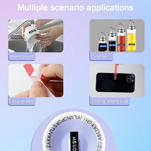 Embossing Label Maker Machine with 1 Tapes, 3D Omega S Vintage 3D Embosser, Old School Handheld Label Printer, Portable Retro Manual Embossed Labeler for Home Office School DIY, Purple﻿