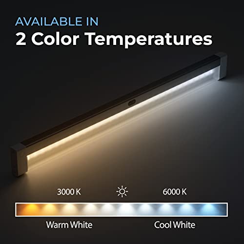 EShine Hand Wave Activated Under Cabinet LED Lighting Kit, Dimmable, 1-Pack 40 in - Touchless Dimming Control, White Under Counter Lights for Kitchen, Garage, Office, Shelf - Warm White (3000K) - color: Warm White (3000K), size: 40 inch
