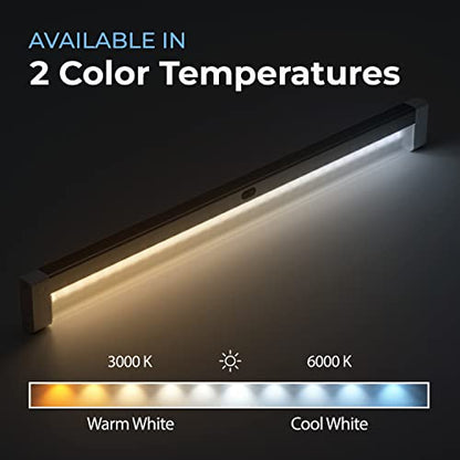 EShine Hand Wave Activated Under Cabinet LED Lighting Kit, Dimmable, 1-Pack 20 in - Touchless Dimming Control, White Under Counter Lights for Kitchen, Garage, Desk, Laundry - Warm White (3000K) - color: Warm White (3000K), size: 20 inch