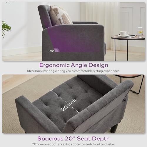 Upholstered Accent Chairs Set of 2, Tufted Armchairs for Living Room - color: Dark Grey