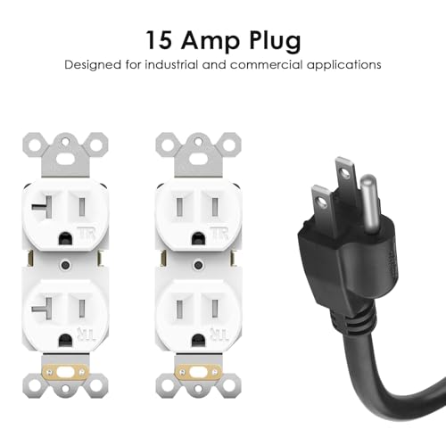 JUNNUJ 12 Gauge 360° Rotating Mountable Power Strip, Black, 15 FT, 1 - size: 15 ft