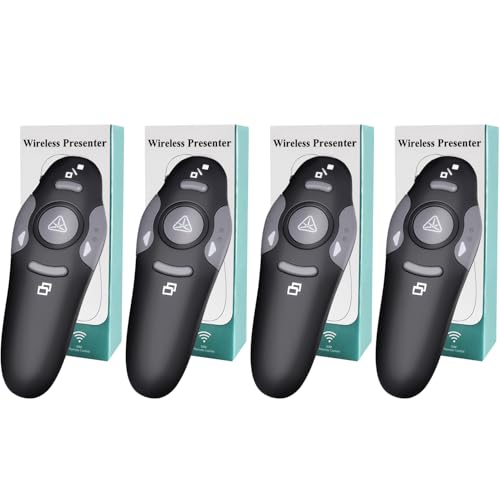 (4 Units) Wireless Presentation Clicker for PowerPoint, Wireless Presenter Remote with Laser Pointer Slide Clickers for Mac/Windows/Linux, Computer/Laptop, Google Slide/PPT/Keynote - style: 4 Units