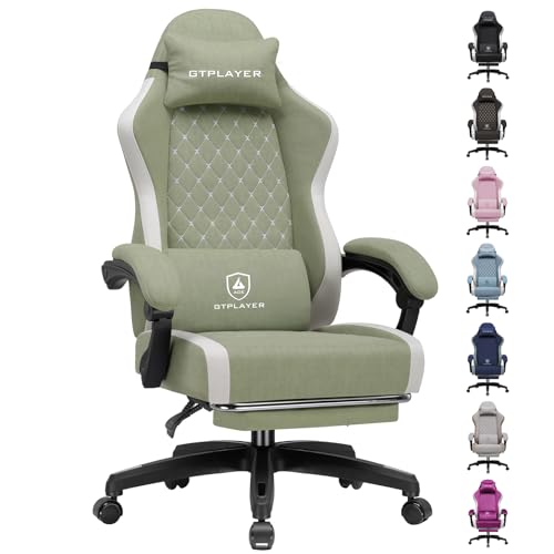 GTPLAYER Gaming Chair, Ergonomic Computer Chair with Footrest and Lumbar Support, High Back Recliner Chair 350lbs, Height Adjustable for Home Office, Green - color: Green