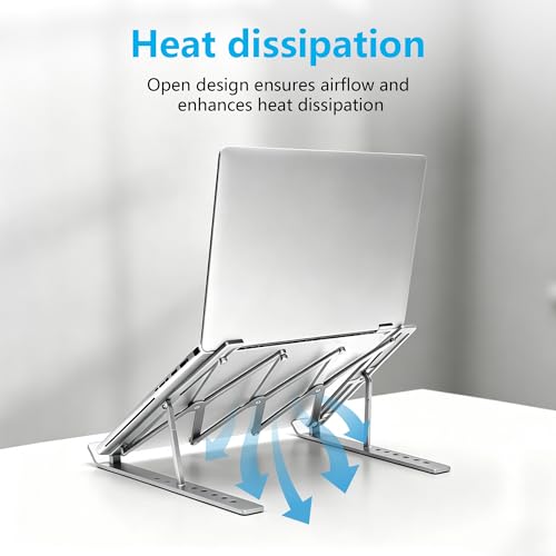Laptop Stand for Desk, Adjustable Laptop Riser, Silver | Foldable Laptop Stands Travel for 10-17” Laptops, MacBook, Notebook - color: Silver