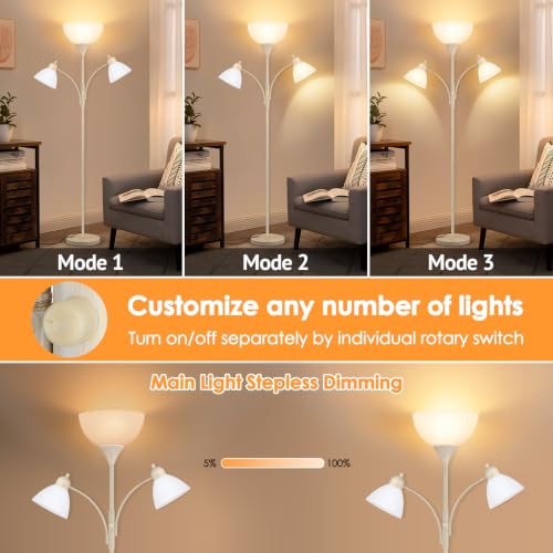 Coucrek Torchiere Floor Lamps for Living Room, 72" Dimmable Reading Lamp - color: Rustic White