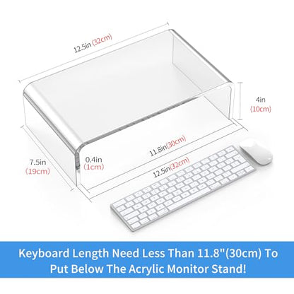 Acrylic Monitor Stand Riser Clear Laptop Stand Riser L12.5 xW7.5 xH4 - size: 12.5''