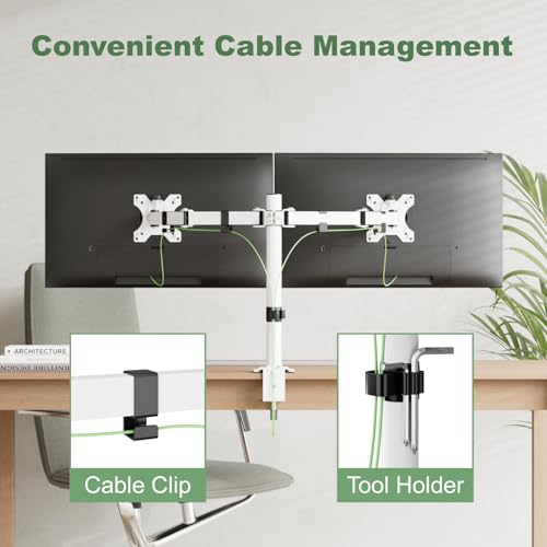 UPGRAVITY White Dual Monitor Mount Stand for Two 17"-32" Screens