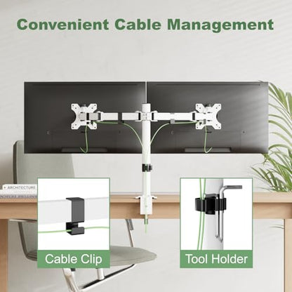 UPGRAVITY White Dual Monitor Mount Stand for Two 17"-32" Screens