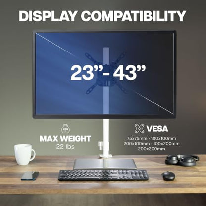 VIVO Black Pole Mount Monitor Arm - color: Black, size: 23 to 43" screens
