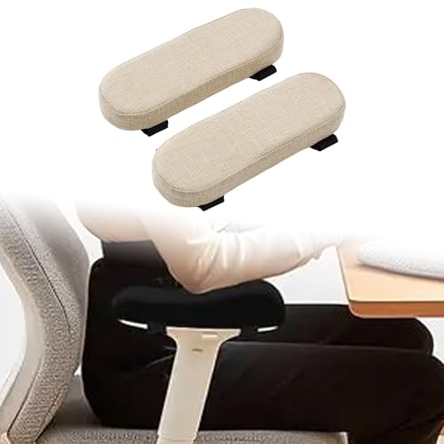 Office Chair Armrest Pad Elbow Cushion Thick Removable Cover Desk Chair Armrest Cushion Arm Padding for Recliners Sofa Home, Beige - color: Beige