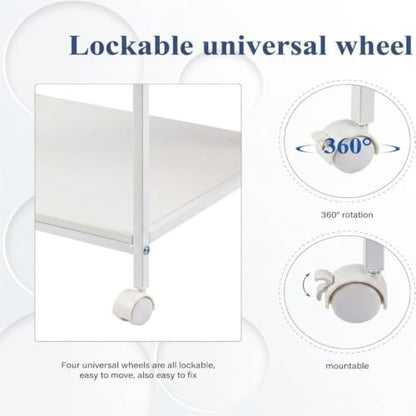 31.5" Heavy Duty Large Printer Stand with Adjustable Storage Shelf, White - color: White, size: 3-Tier