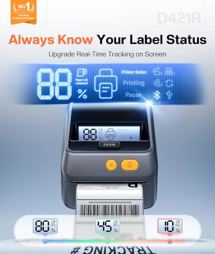 Phomemo Shipping Label Printer with Screen and Built-in Label Bin - color: Gray