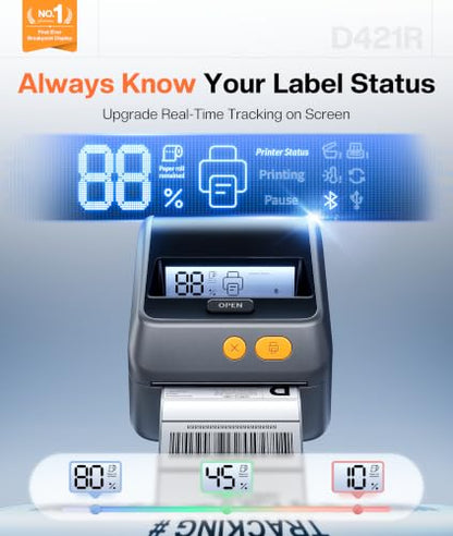 Phomemo Shipping Label Printer with Screen and Built-in Label Bin - color: Gray