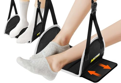 2-Pack Upgraded Airplane Foot Hammock with Removable Base & Memory Foam - Wide Hardboard Support No-Collapse Foot Rest for Long Flights, Office, Travel - Thickened Design Travel Essentials - size: Upgraded 2 Pack