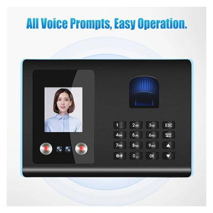 Intelligent Attendance Machine Face Fingerprint Password Recognition Mix Biometric Time Clock for Employees with Voice Broadcast for Offices, Factories, Hotels, Schools and More