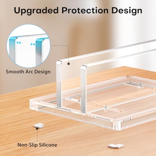 OMOTON Vertical Laptop Stand, Acrylic Single Holder for MacBook Gaming - size: Single-Clear