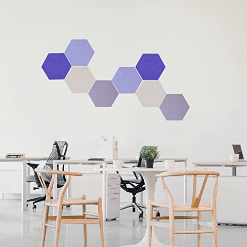 LAJAR 8 Pcs Self Adhesive Large Felt Bulletin Board Tiles | Hexagon Color Felt Pin Board Wall Tiles for Photos, Pictures, Memos - color: Purple