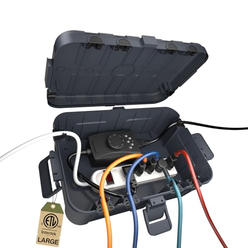 Flemoon Large Outdoor Electrical Box Waterproof, for Outdoor Plug | 12.5x8.5x5inch, IP54 Extension Cord Cover Weatherproof, Protect Outlet, Socket, Power Strip, Holiday Light Decoration, Gray - color: Gray, size: Large