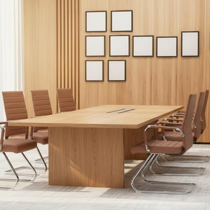 Sidnali Waiting Room Chairs, Office Guest Chair with Sled Base Mid Back for Reception Conference Room, Brown Set of 2