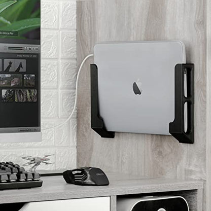BRAINWAVZ Wall Mount Laptop Holder with Adhesive & Screw in, 1.2" / 31mm, for Macbooks, Surface, Keyboards, Switch, Tablets & More - color: black
