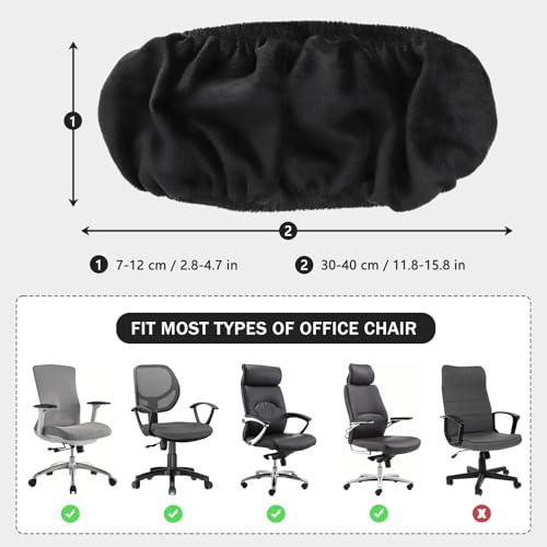 FORCHEER Office Chair Armrest Covers Velvet Elastic 2 Pieces Black Arm Rest Covers for Gaming Chair Computer Desk Chair Washable