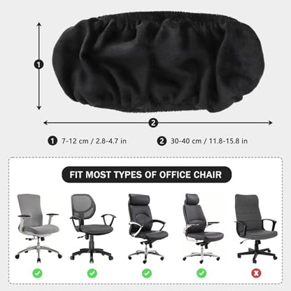 FORCHEER Office Chair Armrest Covers Velvet Elastic 2 Pieces Black Arm Rest Covers for Gaming Chair Computer Desk Chair Washable