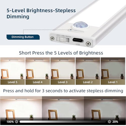 Dimmable Under Cabinet Lighting, Wireless Motion Sensor Light, 5 Pack - color: White Light, size: 10 inch