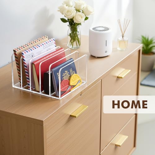 BEYGORM Acrylic Mail Holder, 5 Compartments Multifunction Desk Organizer - size: Large