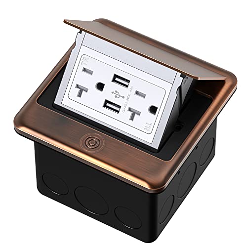 4.8A USB Chargers Pop Up Floor Waterproof Electrical Outlet Receptacle Stainless Steel Box, (Bronze) - color: Bronze, size: USB Outlet