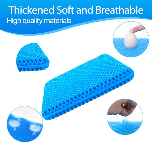 Gel Seat Cushion for Long Sitting, (Thick & Large) Cushion for Wheelchair | Gel Cushion for Office Chair, Soft & Breathable, Chair Cushion, Gel Car Seat Cushion for Hip Pain (Blue Cushion+Black Cover)