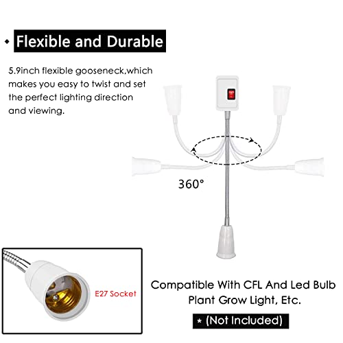 Plug in Light Socket Adapter,4Pack Extension Light Socket Converter Plug Lamp Socket Desk Extender Lamp Bulb Holder E26/E27 All Direction Bulb Adapter with Switch 5.9''Gooseneck For Bedside Plant Grow - color: E27 Socket Adapter