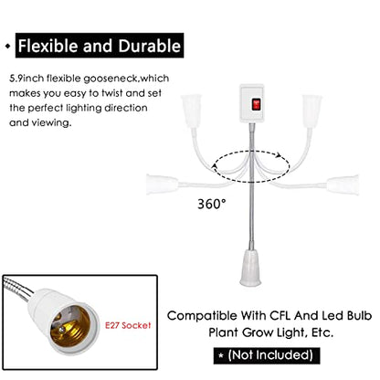 Plug in Light Socket Adapter,4Pack Extension Light Socket Converter Plug Lamp Socket Desk Extender Lamp Bulb Holder E26/E27 All Direction Bulb Adapter with Switch 5.9''Gooseneck For Bedside Plant Grow - color: E27 Socket Adapter