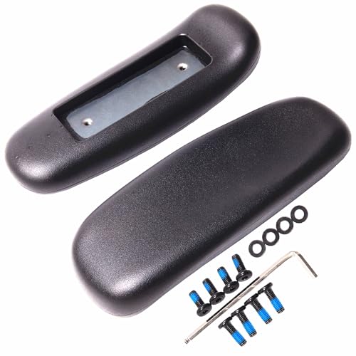 Office Chair Arm Replacement, PU Armrest Arm Pads Caps, Univeral 4" Mounting Hole, (Set of 2) Black with Screws Washer and Wrench