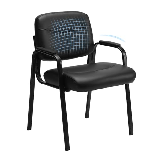 Sweetcrispy Waiting Room Chairs Set of 1, Office Guest Chairs No Wheels | Leather Padded Arms, Stationary Reception, Conference, Lobby Table, Elderly, Side Salon, Clinic, Inky - size: 1 Pack