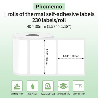Phomemo M108 Label Maker with 2 Rolls Label Tape
