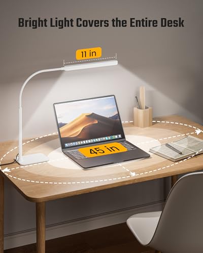 SUPERDANNY Eye-Caring LED Desk Lamp Work Lamp Office Lamp with Base - color: White, size: Base Stand