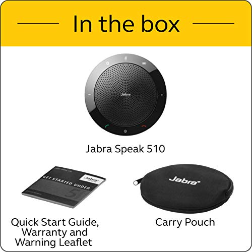 Jabra Speak 510 UC Wireless Bluetooth Speaker for Softphone and Mobile Phone – Easy Setup, Portable Speaker for Holding Meetings Anywhere with Outstanding Sound Quality (Renewed)